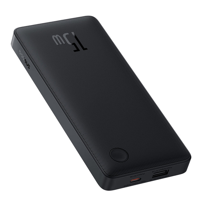 Външна батерия Baseus Airpow Lite 10000mAh 15W с Baseus Simple USB-C 30cm кабел - черна