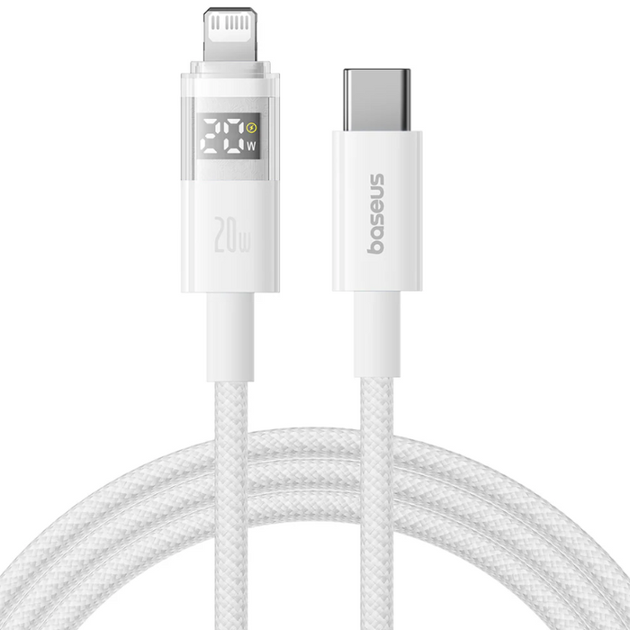 Baseus кабел USB-C към Lightning, 2m, Бял