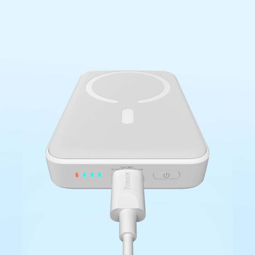 Baseus Преносима батерия Powerbank Magnetic Mini Wireless Quick charging (With Xiaobai Type-C to Type-C 60W (20V/3A) MagSafe 15W / PD 20W, 10000 mAh, White (PPCX070002)