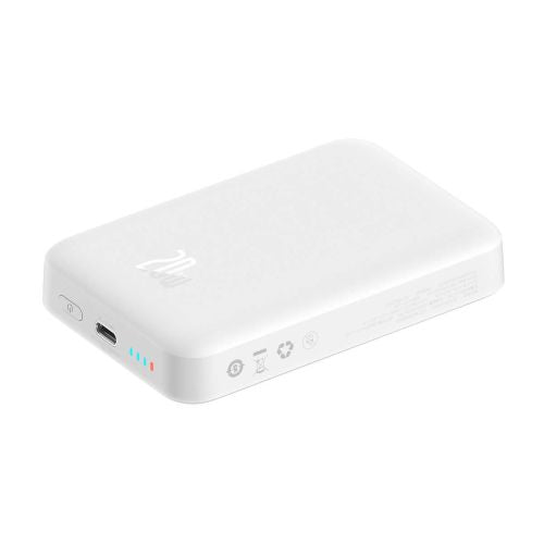 Baseus Преносима батерия Powerbank Magnetic Mini Wireless Quick charging (With Xiaobai Type-C to Type-C 60W (20V/3A) MagSafe 15W / PD 20W, 10000 mAh, White (PPCX070002)