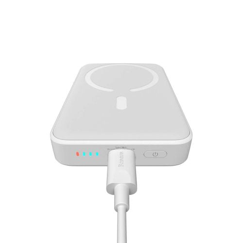 Baseus Преносима батерия Powerbank Magnetic Mini Wireless Quick charging (With Xiaobai Type-C to Type-C 60W (20V/3A) MagSafe 15W / PD 20W, 10000 mAh, White (PPCX070002)