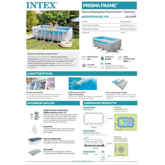 БАСЕЙН 400X200X122CM CLEARVIEW INTEX 26770NP