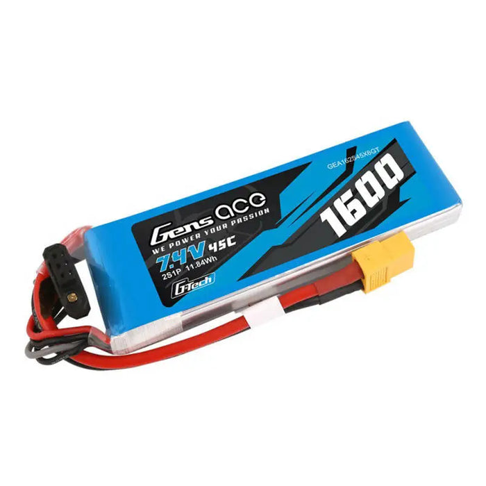 Батерия GensAce G-Tech LiPo 1600mAh 7.4V 45C 2S1P XT60