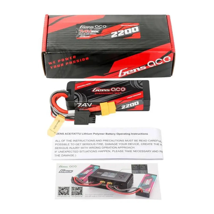 Батерия Lipo Gens ace G-Tech 2200mAh 7.4V 2S1P 60C GRP-76