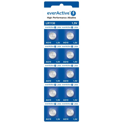 Батерии EverActive AG10 G10 LR1130 LR54 1,5 V (10 броя)