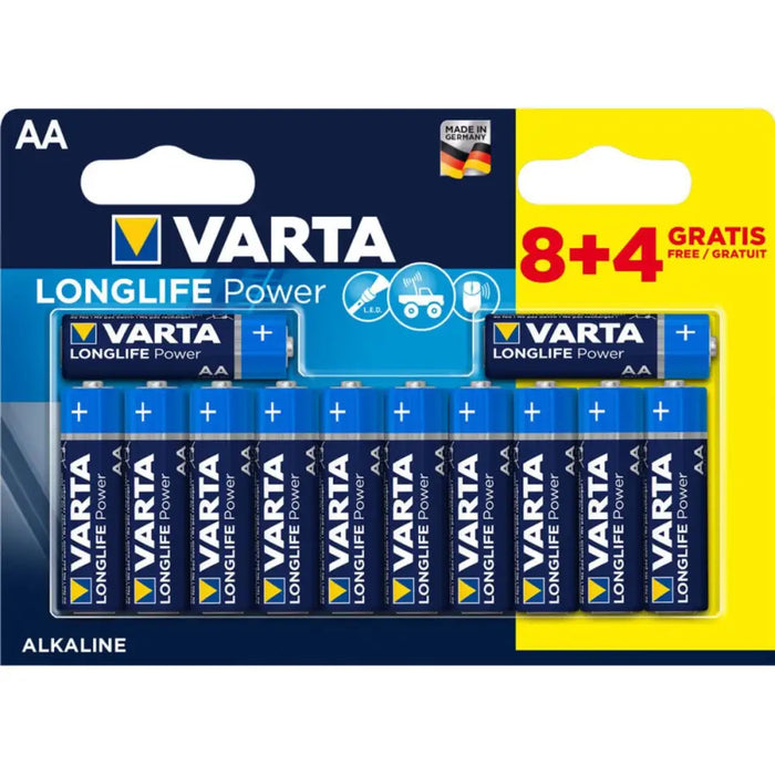 БАТЕРИИ АЛКАЛНИ VARTA POWER AA 8 + 4 БРОЯ