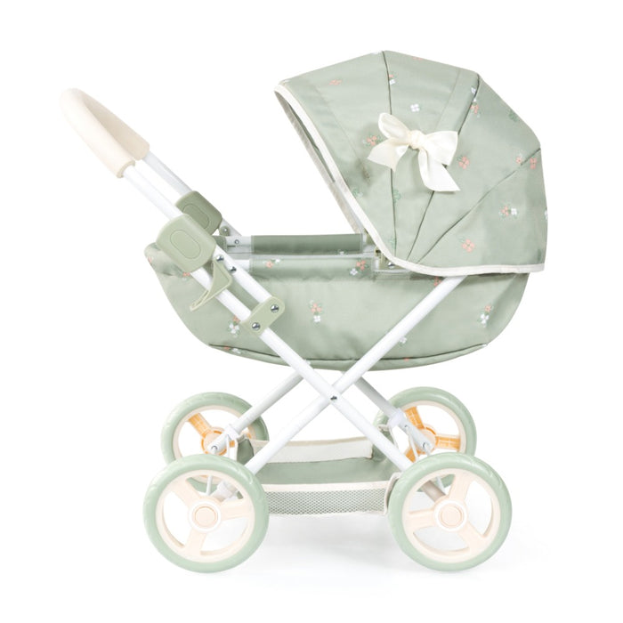 Количка за кукли Bayer - Cosy, с чанта, одеяло и възглавница, зелена