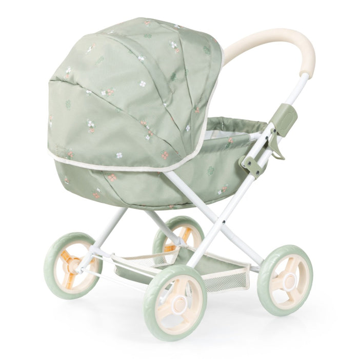Количка за кукли Bayer - Cosy, с чанта, одеяло и възглавница, зелена