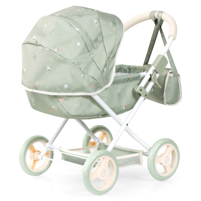 Количка за кукли Bayer - Cosy, с чанта, одеяло и възглавница, зелена