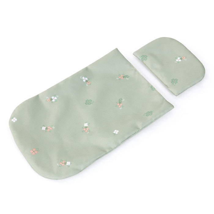 Количка за кукли Bayer - Cosy, с чанта, одеяло и възглавница, зелена