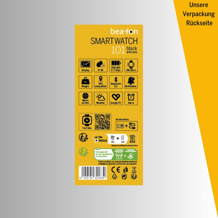 Смарт часовник beafon WATCH 101 1,8" Черен Сив