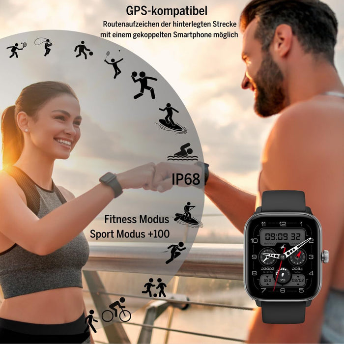 Смарт часовник beafon WATCH 201 1,85" Черен Сребрист