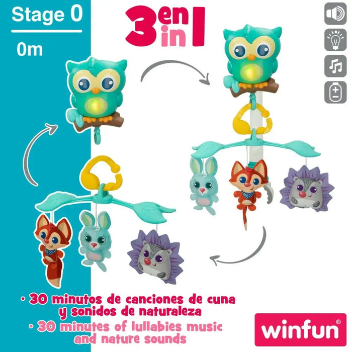 Бебешка Играчка Въртележка Winfun Гора 3 в 1 31,5 x 42 x