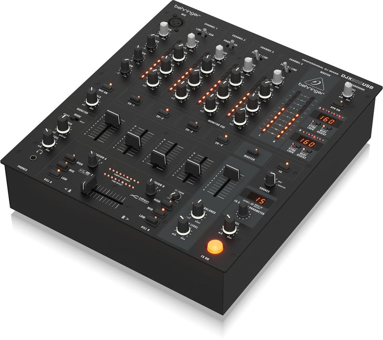 Behringer DJX900USB - професионален 5-канален DJ миксер с INFINIUM „безконтактен“ VCA кросфейдър, усъвършенствани цифрови ефекти и USB/аудио интерфейс.