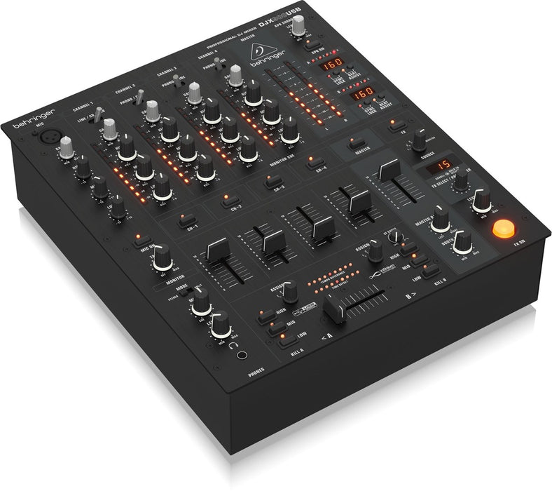 Behringer DJX900USB - професионален 5-канален DJ миксер с INFINIUM „безконтактен“ VCA кросфейдър, усъвършенствани цифрови ефекти и USB/аудио интерфейс.