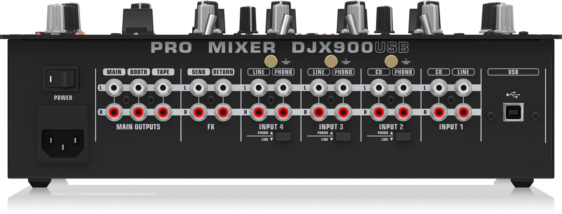 Behringer DJX900USB - професионален 5-канален DJ миксер с INFINIUM „безконтактен“ VCA кросфейдър, усъвършенствани цифрови ефекти и USB/аудио интерфейс.