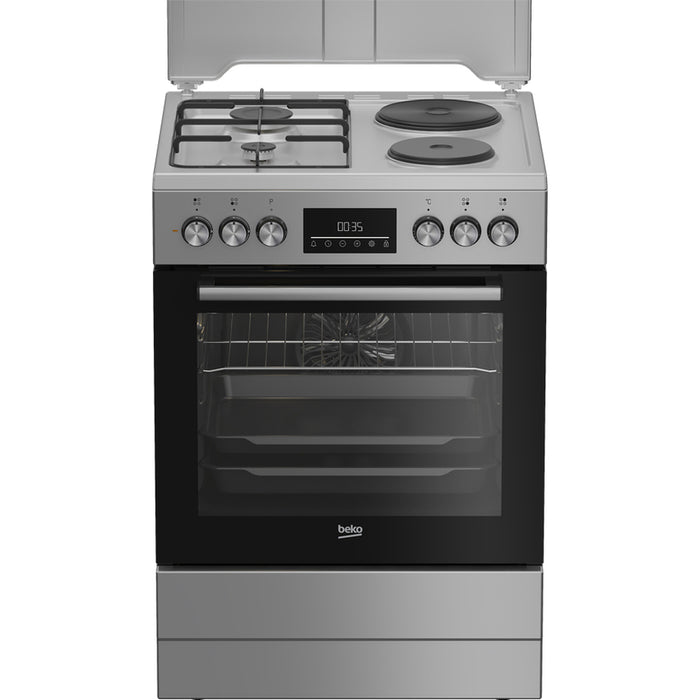 Комбинирана печка BEKO FBE 64320 SDN/ГАЗ A, 2 ГАЗОВИ И 2 ЕЛЕКТРИЧЕСКИ, БУТОН ЗА ЗАПАЛВАНЕ, ЕЛЕКТРОНЕН ТАЙМЕР