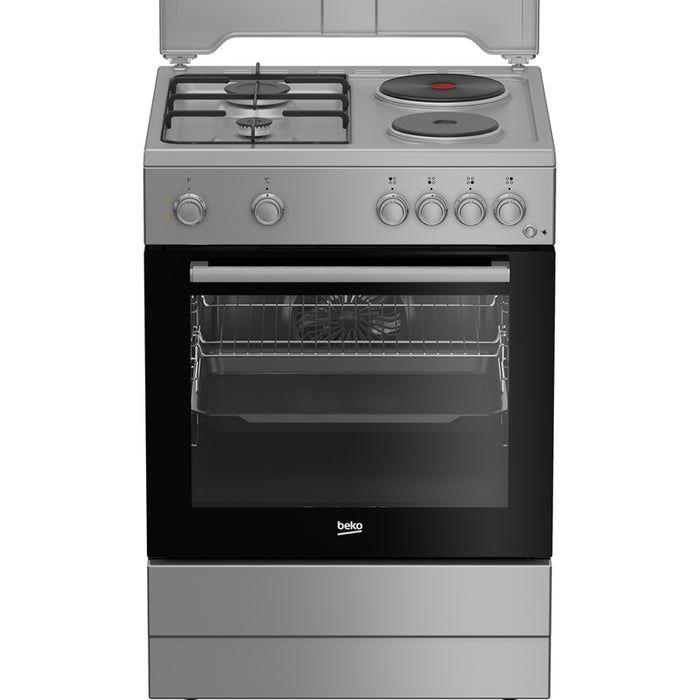 Комбинирана печка BEKO FBE 64010 SDSL/Silver/ГА A, 2 ГАЗОВИ И 2 ЕЛЕКТРИЧЕСКИ, БУТОН ЗА ЗАПАЛВАНЕ