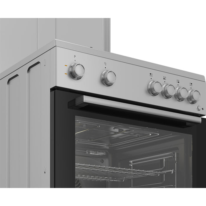 Комбинирана печка BEKO FBE 64010 SDSL/Silver/ГА A, 2 ГАЗОВИ И 2 ЕЛЕКТРИЧЕСКИ, БУТОН ЗА ЗАПАЛВАНЕ