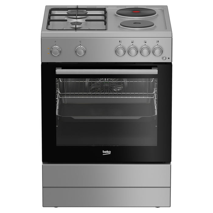 Комбинирана печка BEKO FBE 64010 SDSL/Silver/ГА A, 2 ГАЗОВИ И 2 ЕЛЕКТРИЧЕСКИ, БУТОН ЗА ЗАПАЛВАНЕ