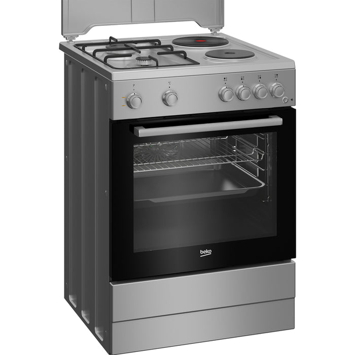 Комбинирана печка BEKO FBE 64010 SDSL/Silver/ГА A, 2 ГАЗОВИ И 2 ЕЛЕКТРИЧЕСКИ, БУТОН ЗА ЗАПАЛВАНЕ