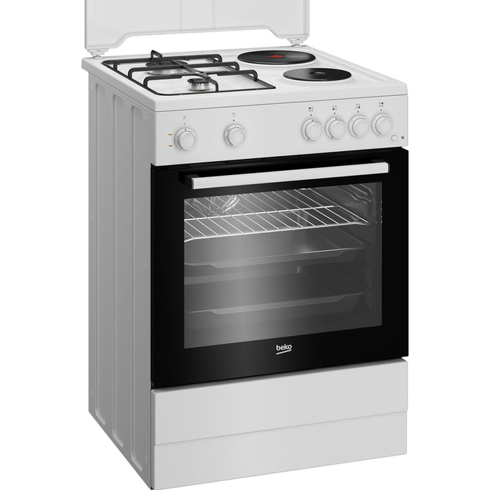 Комбинирана печка BEKO FBE 64010 WDN/ГАЗ A, 2 ГАЗОВИ И 2 ЕЛЕКТРИЧЕСКИ, БУТОН ЗА ЗАПАЛВАНЕ