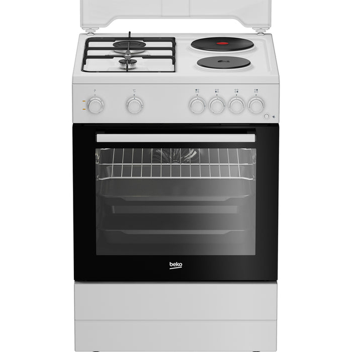 Комбинирана печка BEKO FBE 64010 WDN/ГАЗ A, 2 ГАЗОВИ И 2 ЕЛЕКТРИЧЕСКИ, БУТОН ЗА ЗАПАЛВАНЕ