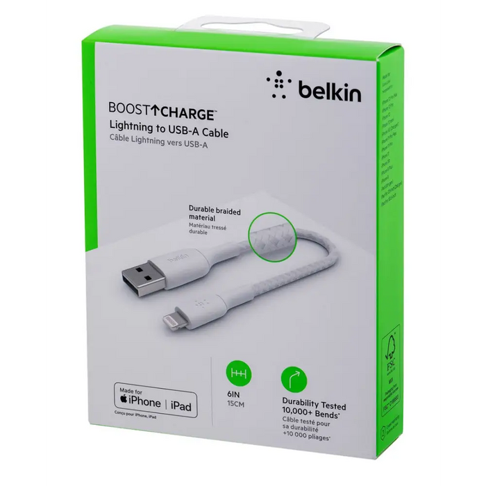 Belkin CAA002BT0MWH Lightning кабел 0.15 m Бял