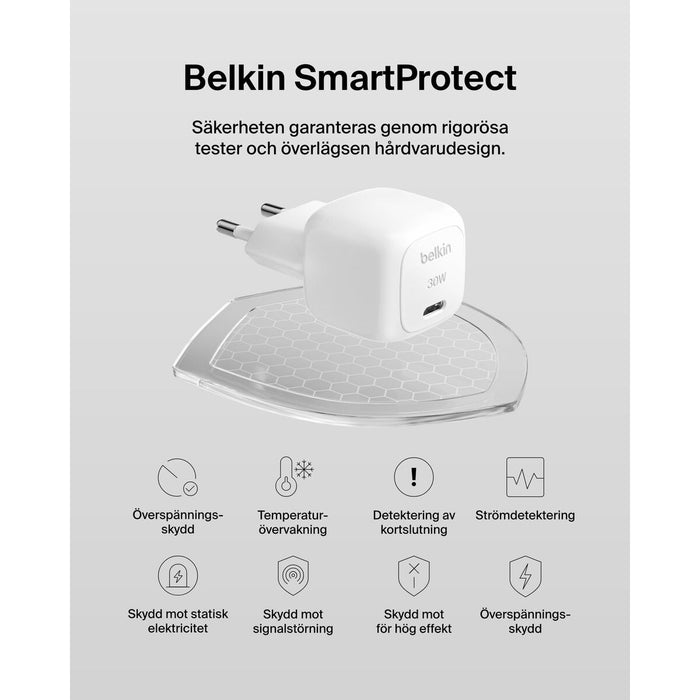 Зарядно за стена Belkin WCA008KQ1MWH-B6 Бял 30 W