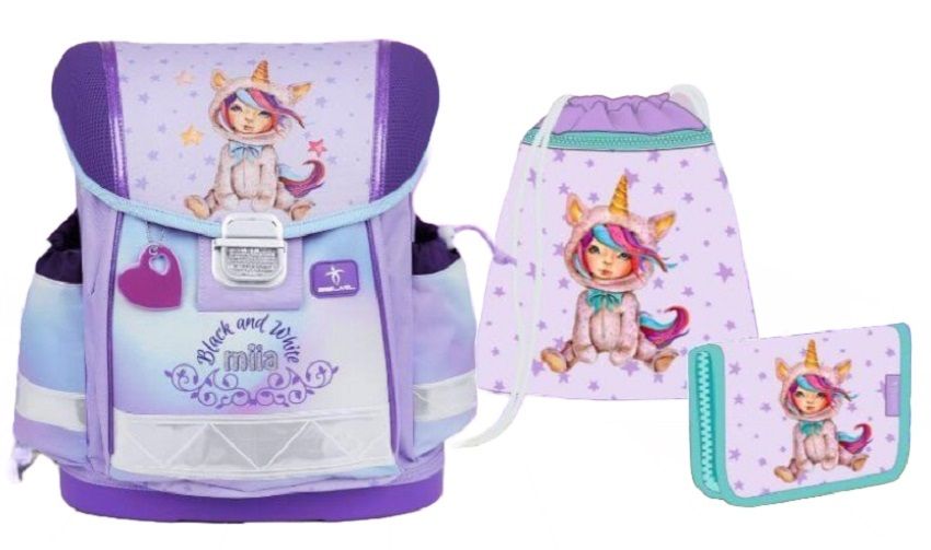 Ученически комплект Belmil Miia - Unicorn Girl, раница, несесер и торба