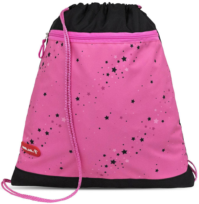 Ученически комплект Belmil - Pink Black, раница, несесер, мешка и 3 броя значки