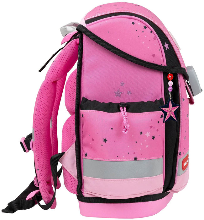 Ученически комплект Belmil - Pink Black, раница, несесер, мешка и 3 броя значки