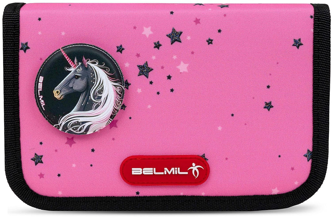 Ученически комплект Belmil - Pink Black, раница, несесер, мешка и 3 броя значки