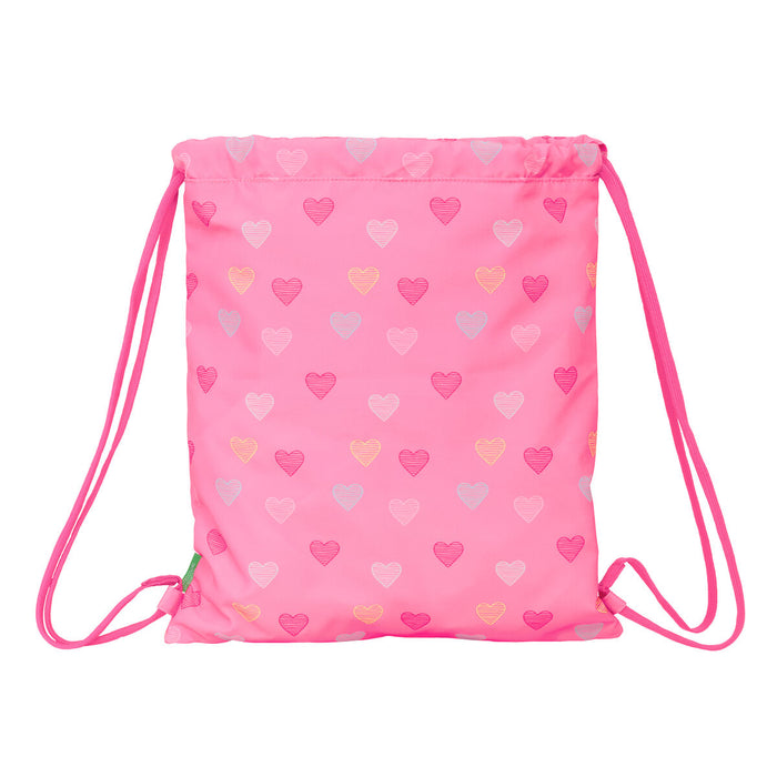 Раница с връвка Benetton Heart Розов 35 x 40 x 1 cm