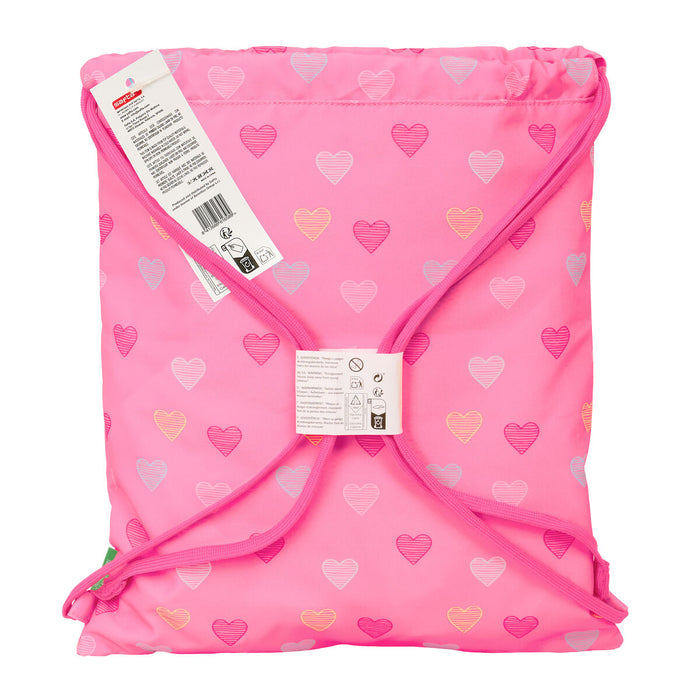 Раница с връвка Benetton Heart Розов 35 x 40 x 1 cm