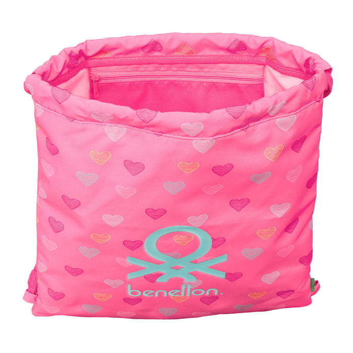 Раница с връвка Benetton Heart Розов 35 x 40 x 1 cm