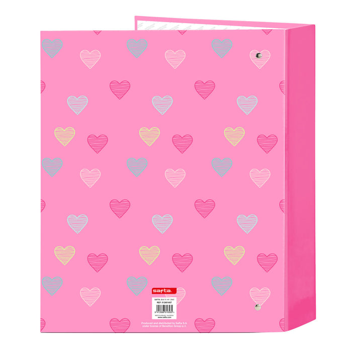 Папка с пръстени Benetton Heart Розов A4 27 x 33 x 6 cm