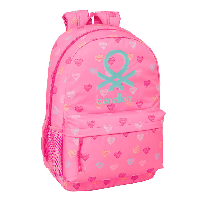 Училищна чанта Benetton Heart Розов 30 x 46 x 14 cm