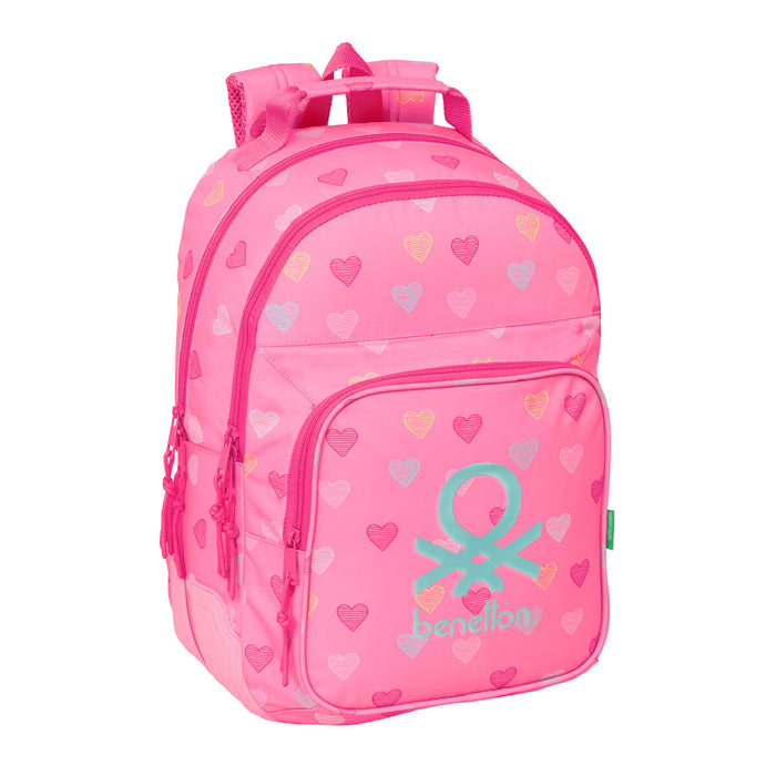 Училищна чанта Benetton Heart Розов 32 x 42 x 15 cm