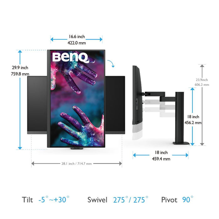 Монитор BenQ PD3205UA, 31.5 inch, IPS, 3840x2160, 60Hz, HDMI, DP, USB-C PD