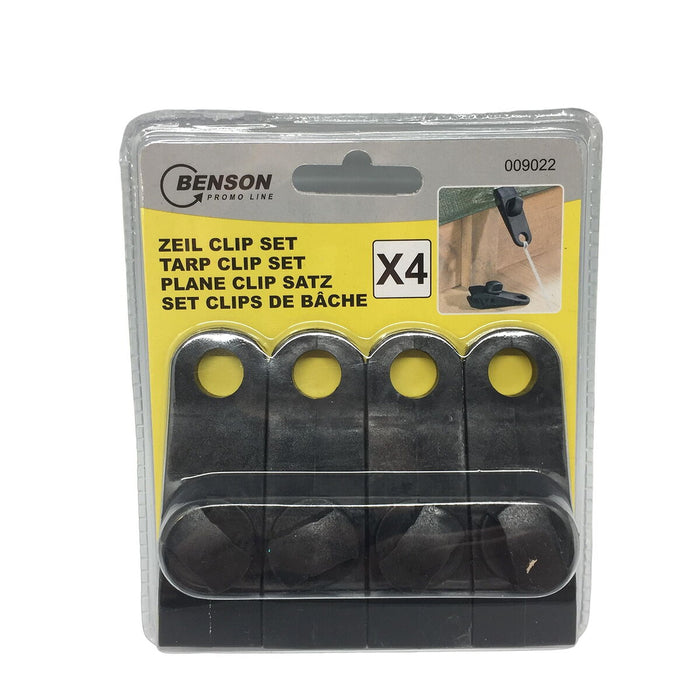 Awning and tarpaulin clamps set Bensontools Клипс Черен 4 броя Ø 0,27 x 8 x 3 cm