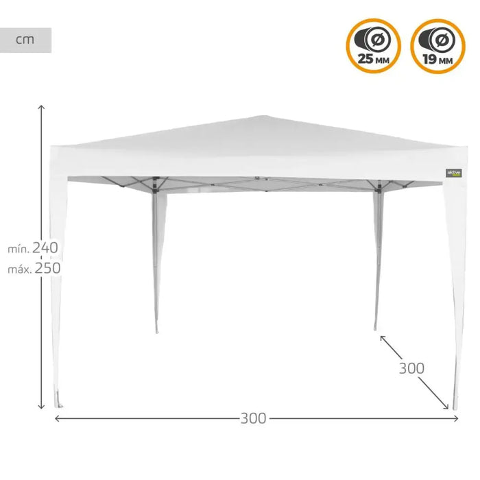 Беседка Aktive 300 x 250 x 300 cm Стомана Бял Пластмаса