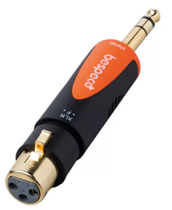 Адаптер Bespeco - SLAD505, 6.3 mm/XLR, черен/оранжев
