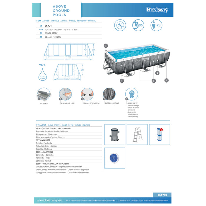 БАСЕЙН 404X201X100CM BESTWAY 56721