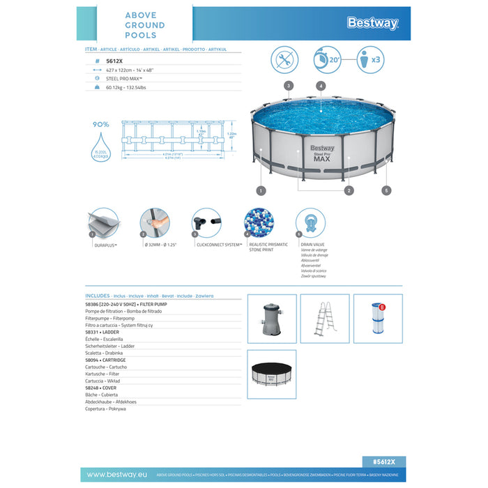 БАСЕЙН Ф427X122CM BESTWAY 5612X