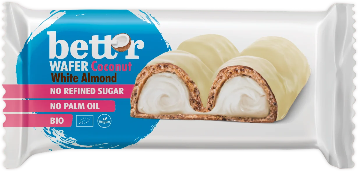 Био вафлен бар с пълнеж от кокосов крем, 33 g