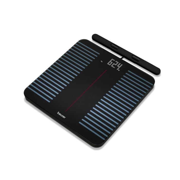 Beurer BF 990 WIFI/Bluetooth диагностична везна за баня с 8 електрода и разтегателен накрайник за цялостен анализ на тялото; 5 нива на активност; 8 потребителски памети; 180 кг