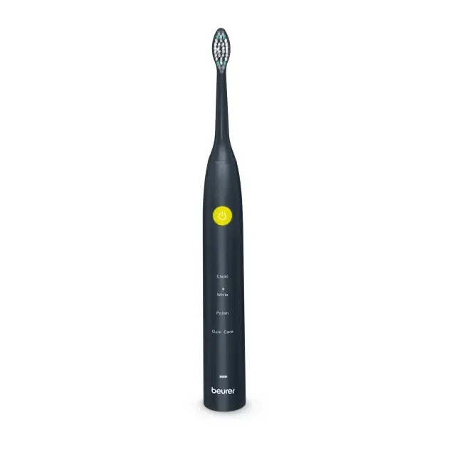 Beurer SC 30 Jet Black, електрическа звукова четка за зъби, до 80 000 mov/min, 4 почистващи програми: Clean, White, Polish, Gum Care, Int. 2-мин. таймер, вкл. 2 глави за четка за зъби и USB-C кабел за зареждане, 15 дни живот на батерията