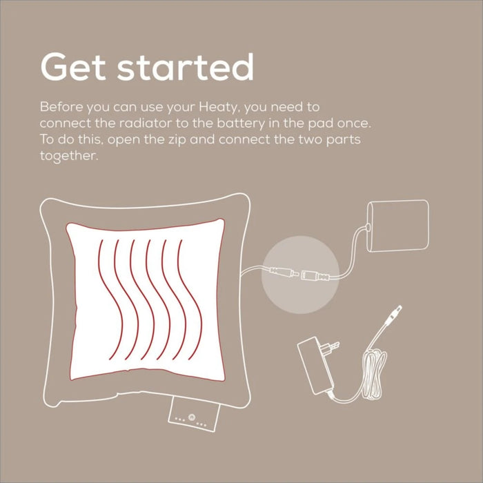 Beurer HK 77 Heaty кашмирен крем; литиево-йонна батерия; мека кадифена калъфка за възглавница, може да се пере в пералня на 30°C; 3 температурни настройки; бързо нагряване; BSS; 45(Д)x45(Ш) см