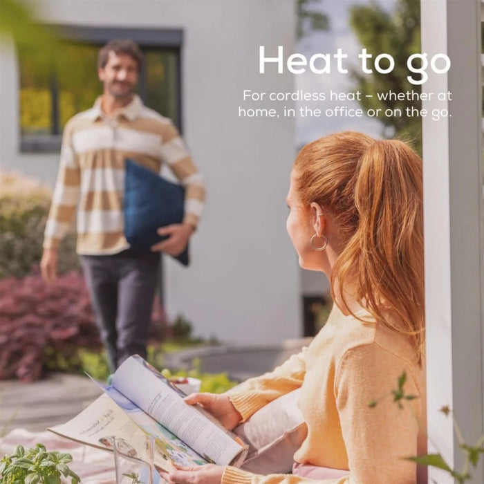 Beurer HK 77 Heaty обсидиан-син; литиево-йонна батерия; мека кадифена калъфка за възглавница, може да се пере в пералня на 30°C; 3 температурни настройки; бързо нагряване; BSS; 45(Д)x45(Ш) см